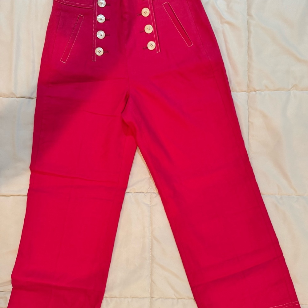 J. Crew Women's Bright Pink Buttoned Pants